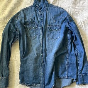 Men’s Stetson Turquoise Snap Button Denim Western Shirt XL